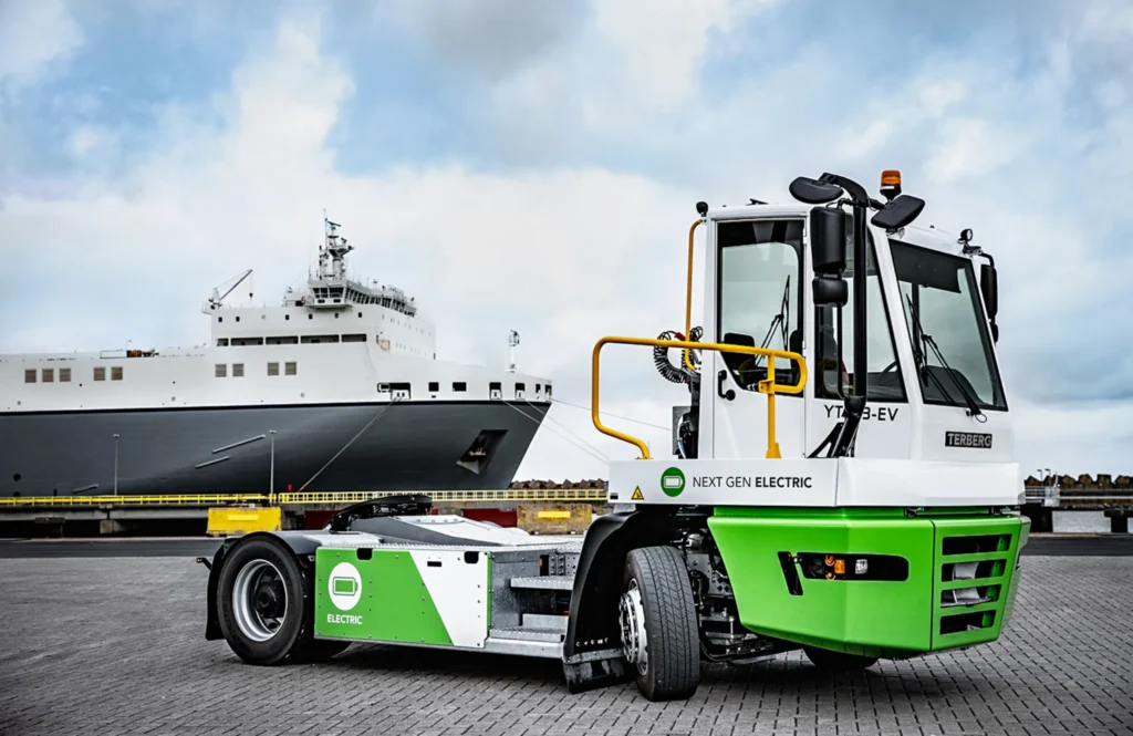 mi-jack fully electric yard and terminal tractor from terberg on site at port