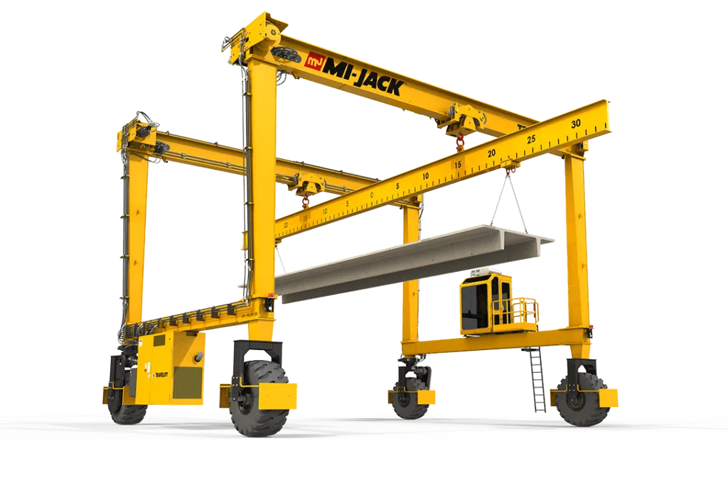 A mi-jack mj70hd travelift cutout lifting a concrete slab