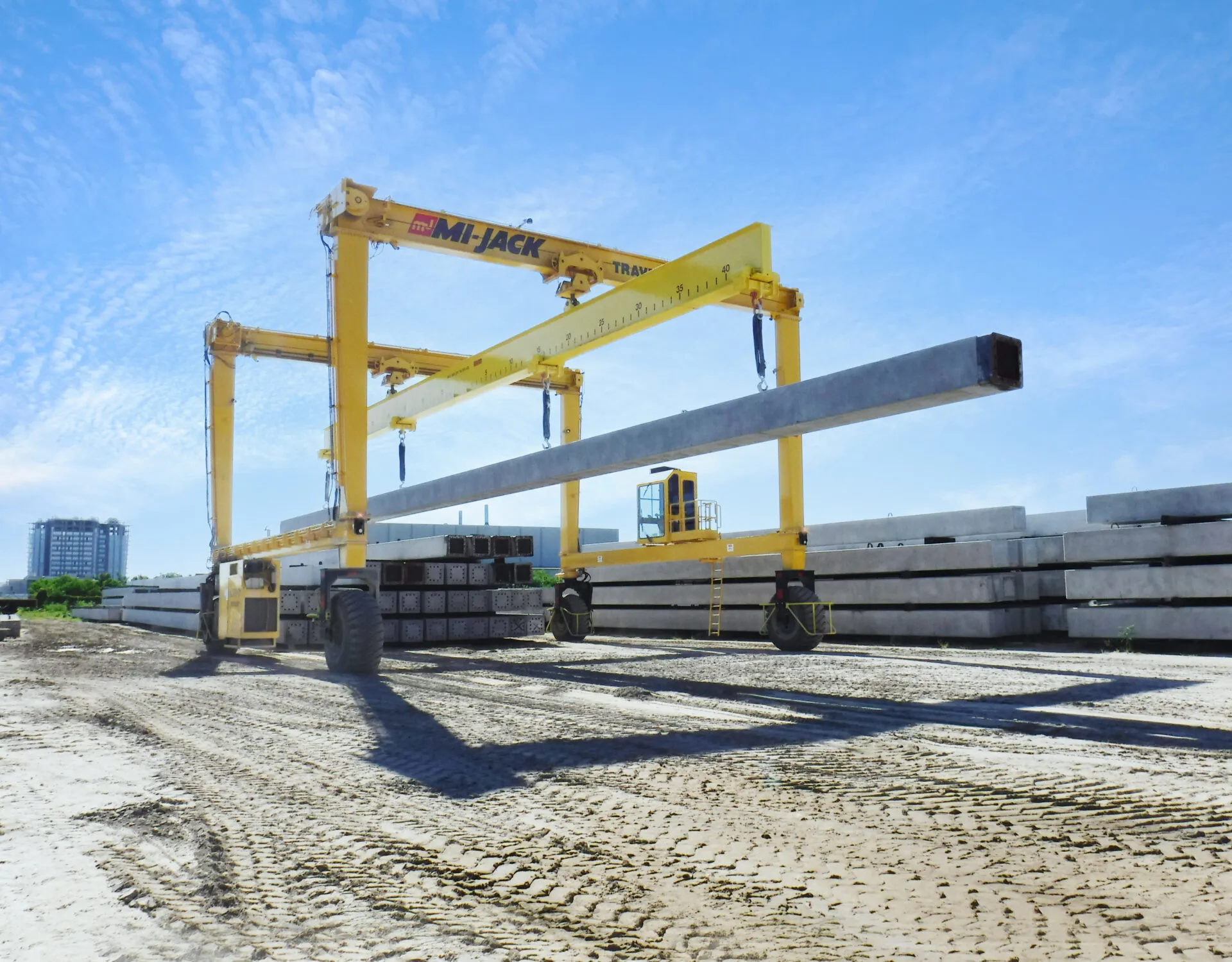 a mj70hd lifts steel beam