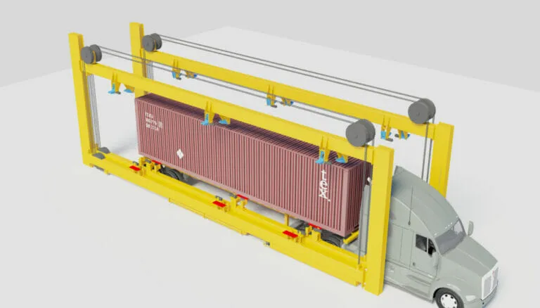 a render of a truck loading container in pathfinder