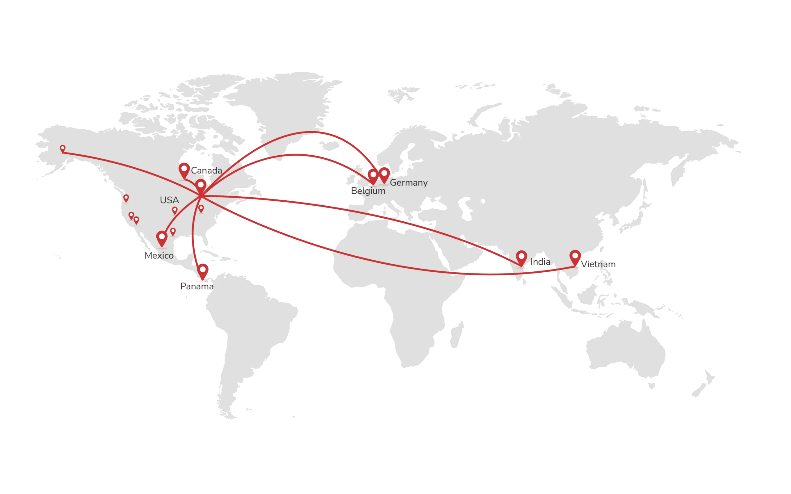 a map showing mj global support locations